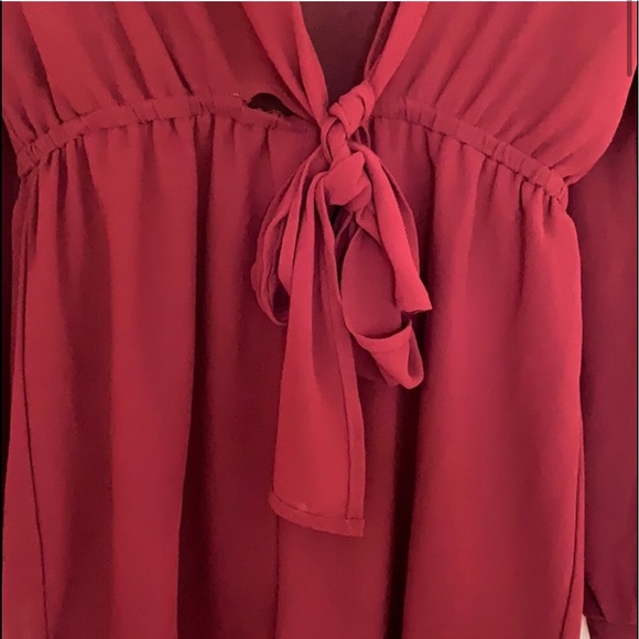 Tobi Maroon Deep V Romper - Picture 4 of 5